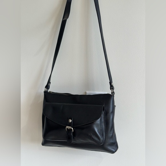 Patricia Nash Kirby Black Leather Crossbody Bag Buckle Flap - Picture 13 of 16